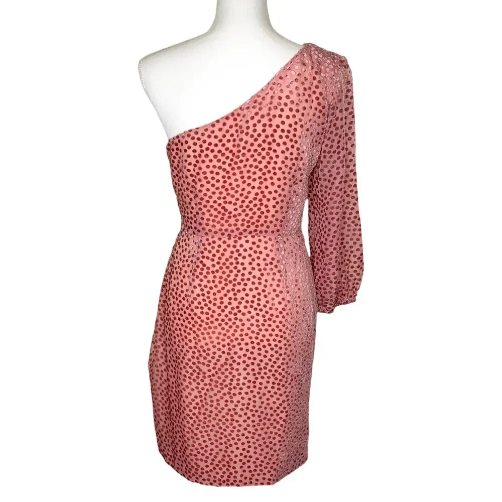 Shoshanna Zadie Rose Pink Velvet One Shoulder Cocktail Mini Dress Size 4 NWT